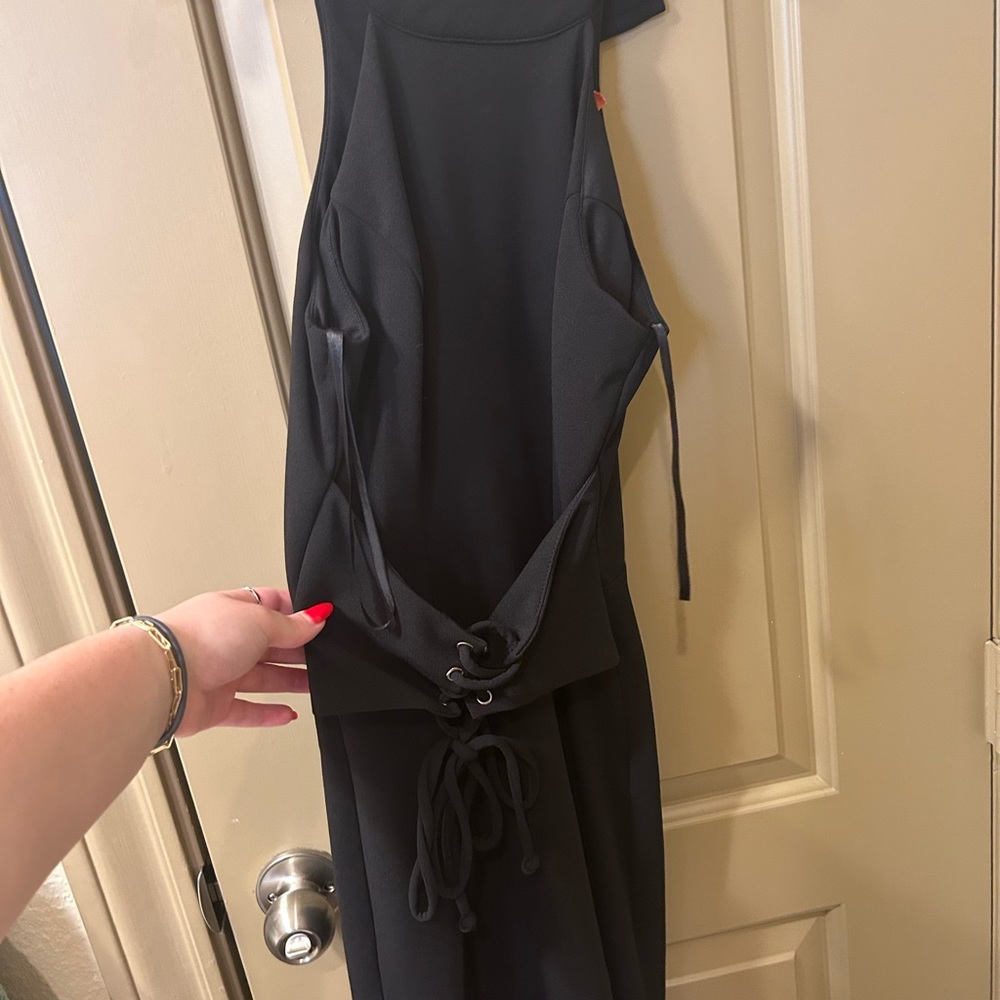 Black Lace-Up Sleeveless Dress